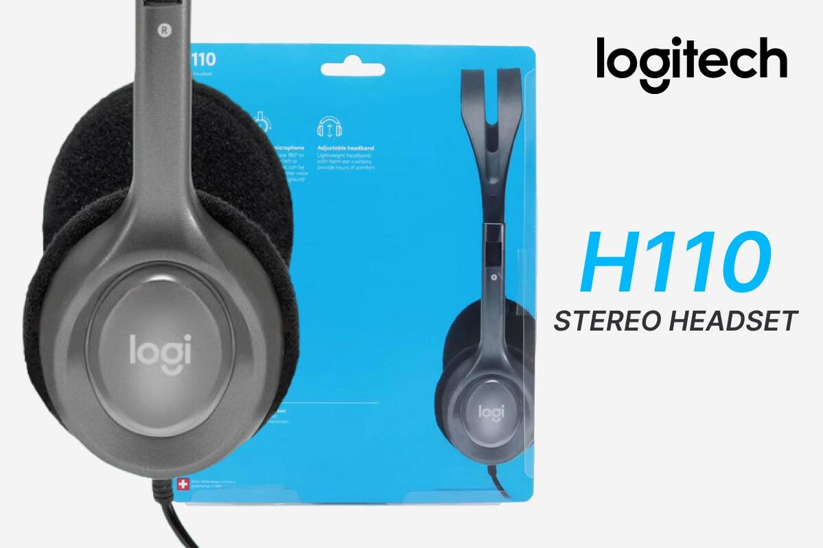 Unidirectional Logitech H110 Stereo Headset Wired-Black
